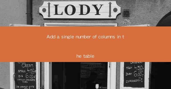Add a single number of columns in the table