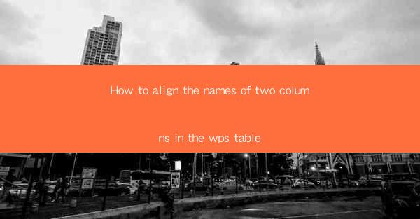 How to align the names of two columns in the wps table